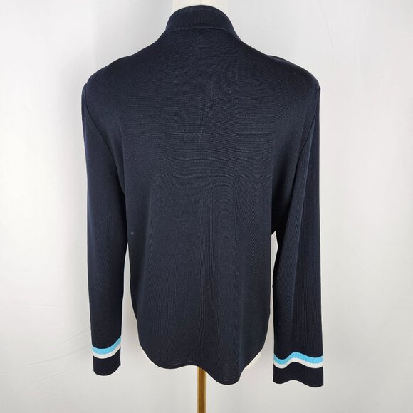 Ming Wang Cardigan Jacket Size Medium Black Blue White Knit Quiet Luxury - Picture 4 of 10
